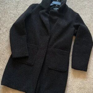 $200 French Connection Shearling Teddy Bear Coat Black women size Large